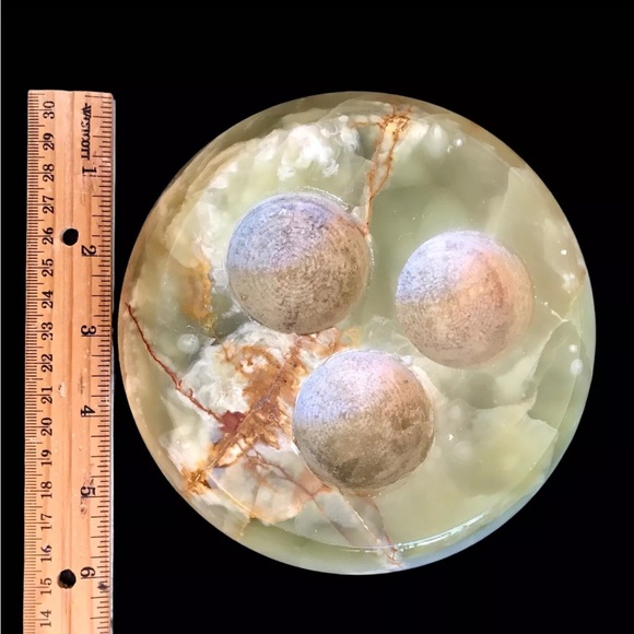 Set 2 Green Onyx Calcite Triple Tea Light Candle Holders Round 6” Stone Pakistan - Picture 7 of 16